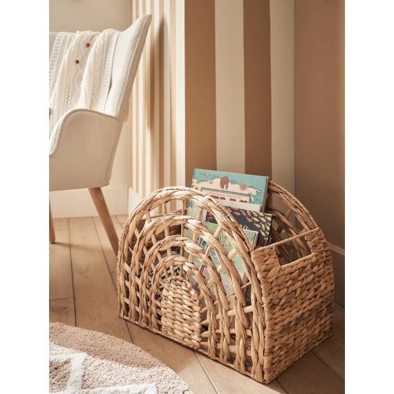 Panier de rangement Arc-en-ciel en jacinthe d&rsquo;eau bois