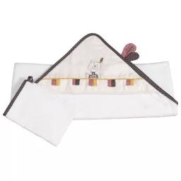Cape de  bain avec gant Timouki beige