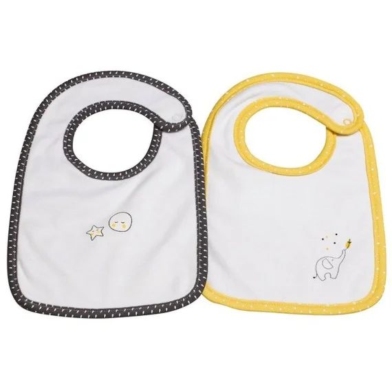 Bavoirs – Sauthon – Lot De 2 – Jersey Et Éponge – Blanc Blanc