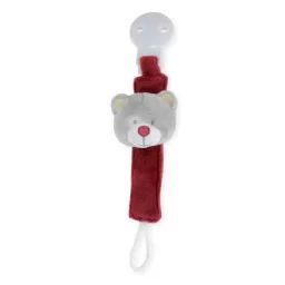 Attache sucette – TROIS KILOS SEPT – Praline et Caramel – Velours – Compatible toutes sucettes rouge