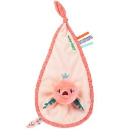 Doudou marionnette attache sucette Anaïs le flamant rose