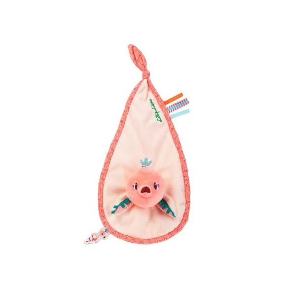 Doudou marionnette attache sucette Anaïs le flamant rose
