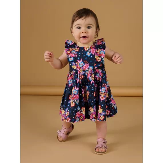 Robe Noirine À Imprimé Fleurs – Bleu