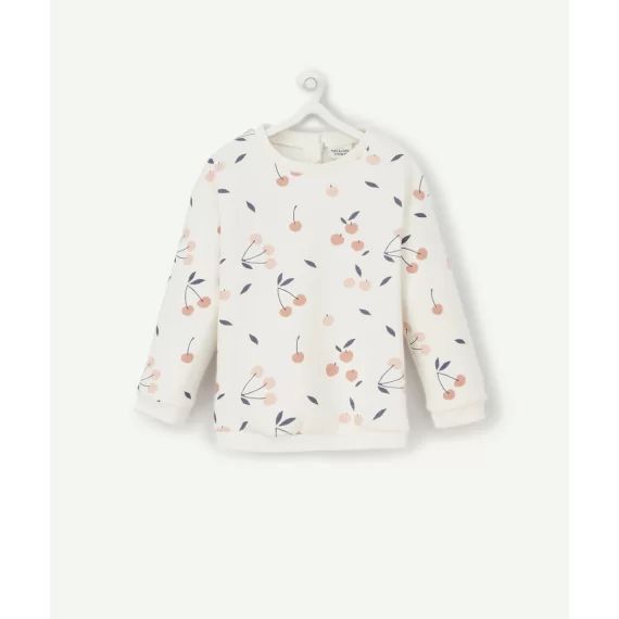 Sweat bébé fille en fibres recyclées blanc imprimé cerises –  – Soldes