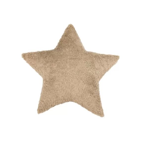 Coussin en teddy étoile chocolat Boho (44 cm)