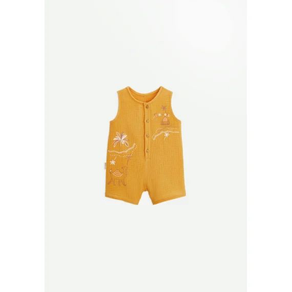 Combishort Bébé En Gaze De Coton Liwa Jaune