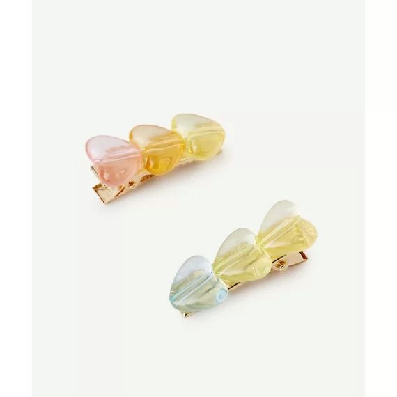 Lot de 2 barrettes bébé fille avec coeurs colorés transparents –  – Soldes