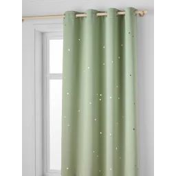 Rideau à œillets occultant et motifs perforés vert sauge