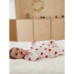 Dors-bien bébé coeurs en molleton PETIT BATEAU blanc imprimer coeur