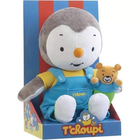 Jemini T&rsquo;choupi – Peluche Tchoupi 30 cm avec ourson bleu