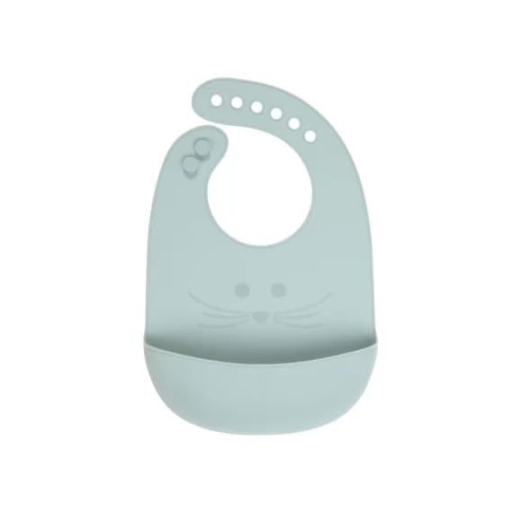 Bavoir en silicone à poche souris vert d&rsquo;eau Little Chums