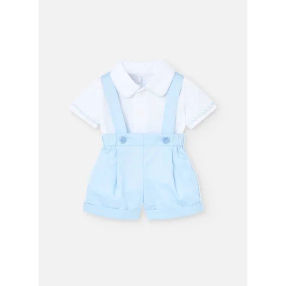 Ensemble Chemise Et Short À Bretelles Bleu