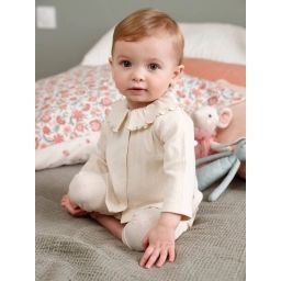 Ensemble en maille pointelle T-shirt et pantalon bébé sable