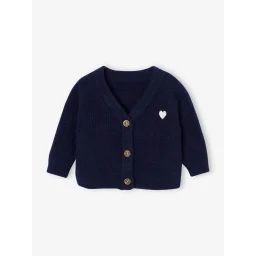 Gilet bébé en côtes perlées marine