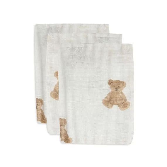 Gants de toilette gaze Coton Teddy Bear (3 pack)