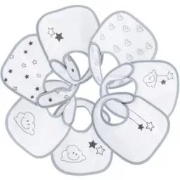 Lot de 7 bavoirs de naissance Nuage gris