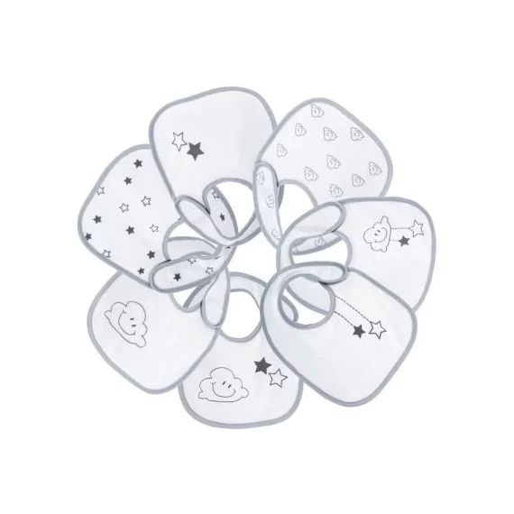 Lot de 7 bavoirs de naissance Nuage gris