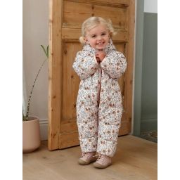 Combi-pilote fleurie bébé matelassée rose pâle imprimé