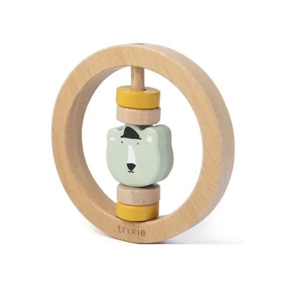 Hochet rond en bois ours Mr. Polar Bear