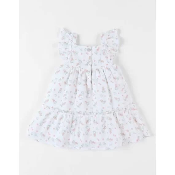 Robe Évasée Fleurie Blanc