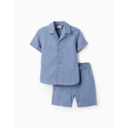 Chemise + Short En Coton Bleu
