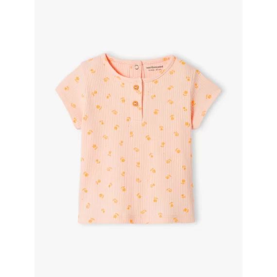 Tee-shirt à côtes bébé rose pâle