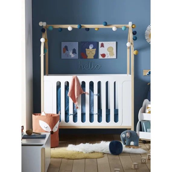 Lit bébé Cabane LIGNE COCONUT transformable en banquette blanc