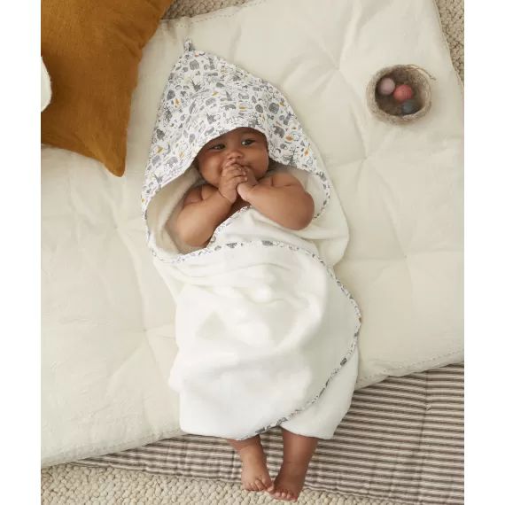 Cape de bain bébé en coton bio imprimé savane –  – Soldes