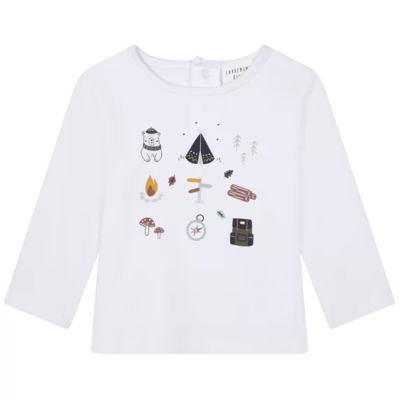 T-shirt en coton imprimé Garçon Blanc