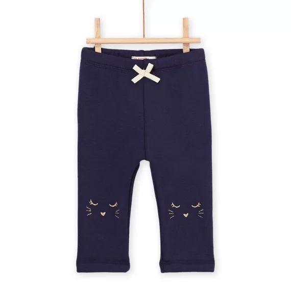Pantalon Bleu De Minuit À Motif Tête D&rsquo;animal Sur Les Genoux – Bleu nuit