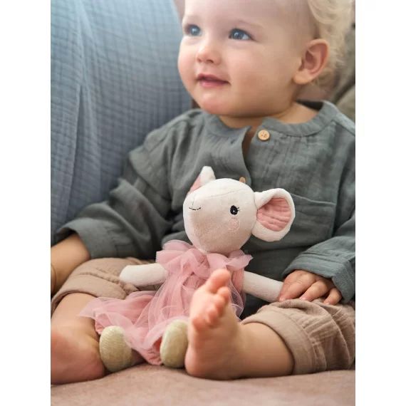 Poupée souris et son sac à dos pour dent de lait blanc
