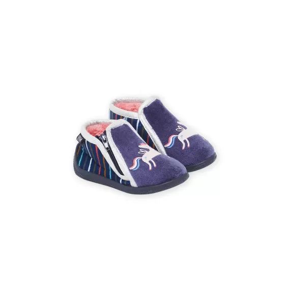 Chaussons Bottillon À Imprimé Licorne – Marine