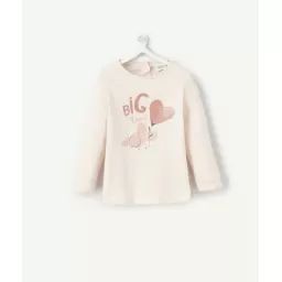 T-shirt bébé fille en fibres recyclées rose avec message –  – Soldes