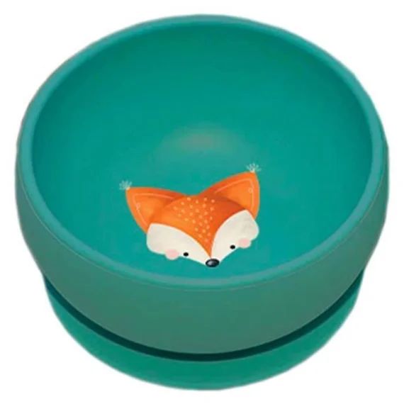 Bol En Silicone Avec Ventouse Animaux Renard Bleu