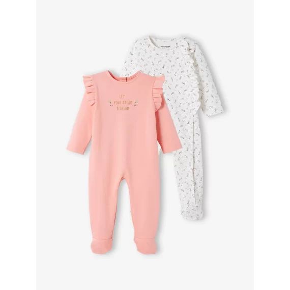 Lot de 2 dors-bien bébé fille en interlock lot ivoire
