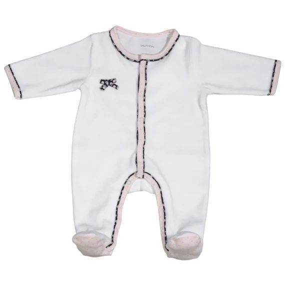 Pyjama Bébé À Manches Longues En Velours Blanc