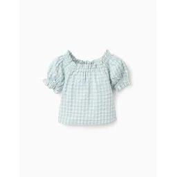 Top Vichy Avec Texture Brothers & Sisters Bleu Clair