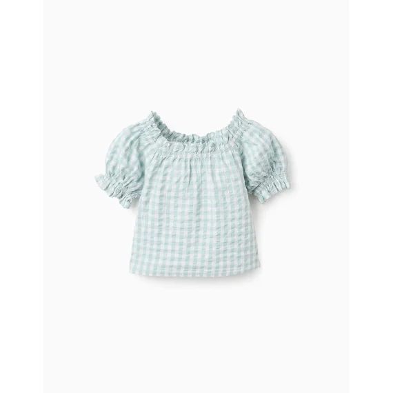 Top Vichy Avec Texture Brothers & Sisters Bleu Clair