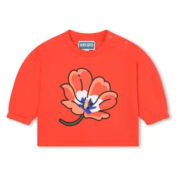 Sweat-shirt fleur en molleton Fille Rouge