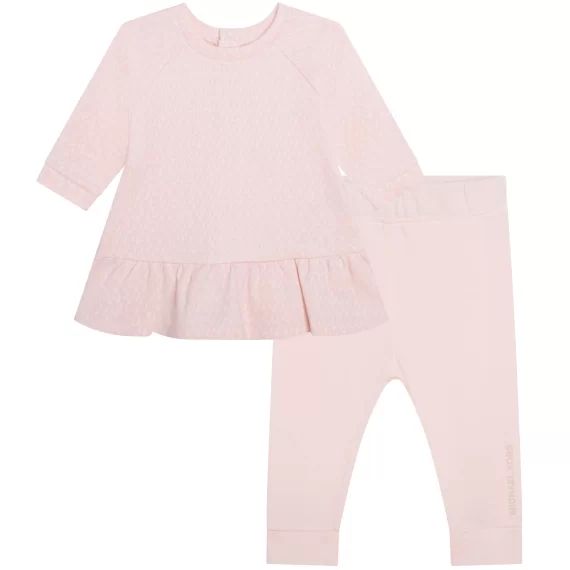 Robe et legging en coton Fille Rose