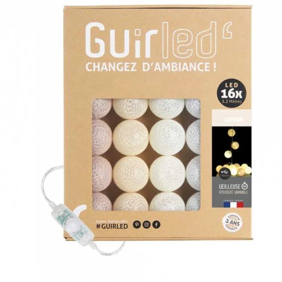 Guirlande Boule Lumineuse Led Usb Veilleuse 2h Coton