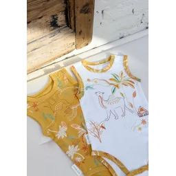 Lot De 2 Bodies Bébé Sans Manches Liwa Jaune
