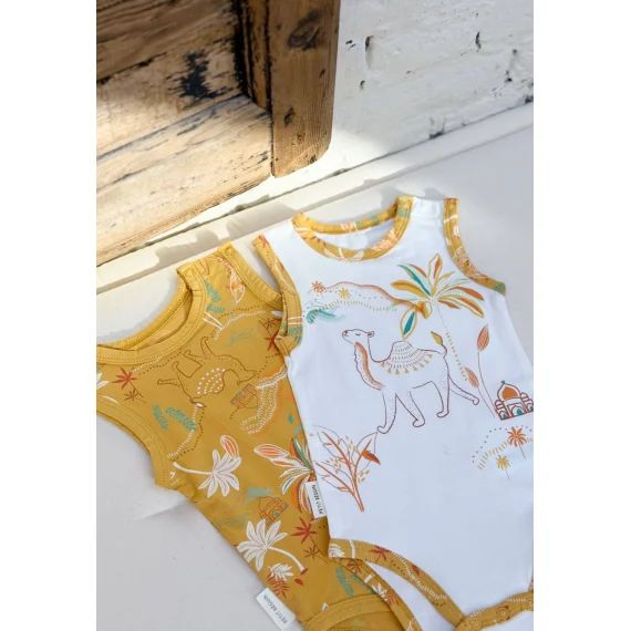 Lot De 2 Bodies Bébé Sans Manches Liwa Jaune