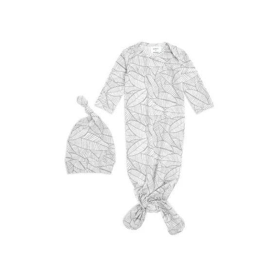 Body combinaison à nouer + bonnet plante Zebra (0-3 mois)