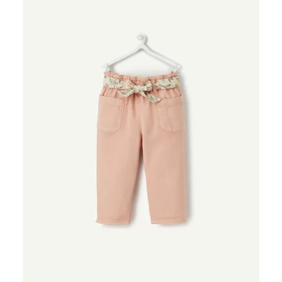Pantalon droit bébé fille en viscose responsable rose –  – Soldes