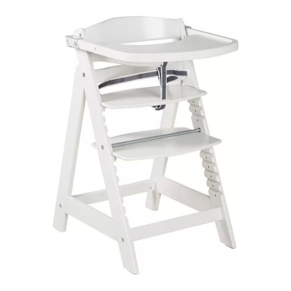 ROBA Chaise Haute Évolutive Sit Up Click et Fun + Plateau Repas Amovible – Bois Laqué Blanc blanc