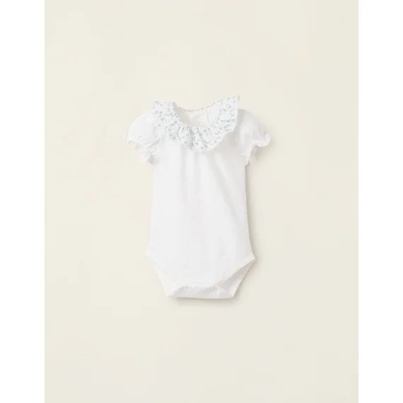Body-blouse Avec Col Floral Blanc