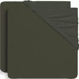 Lot de 2 draps housses vert feuille (60 x 120 cm)