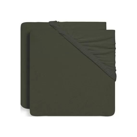 Lot de 2 draps housses vert feuille (60 x 120 cm)