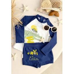 Maillot De Bain Bébé 2 Pièces T-shirt De Protection Uv & Boxer Costa Bleu